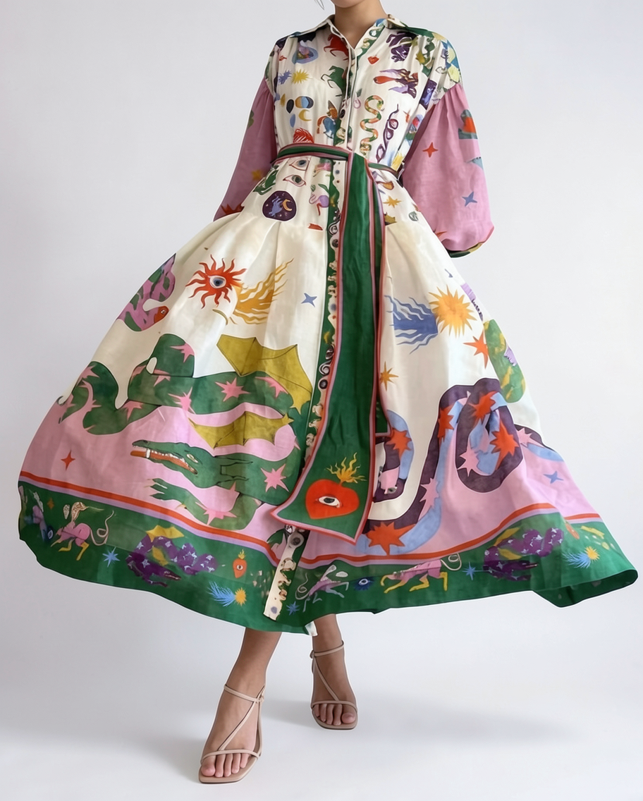 Tiered Tie-Waist Summer Midi Day Dress