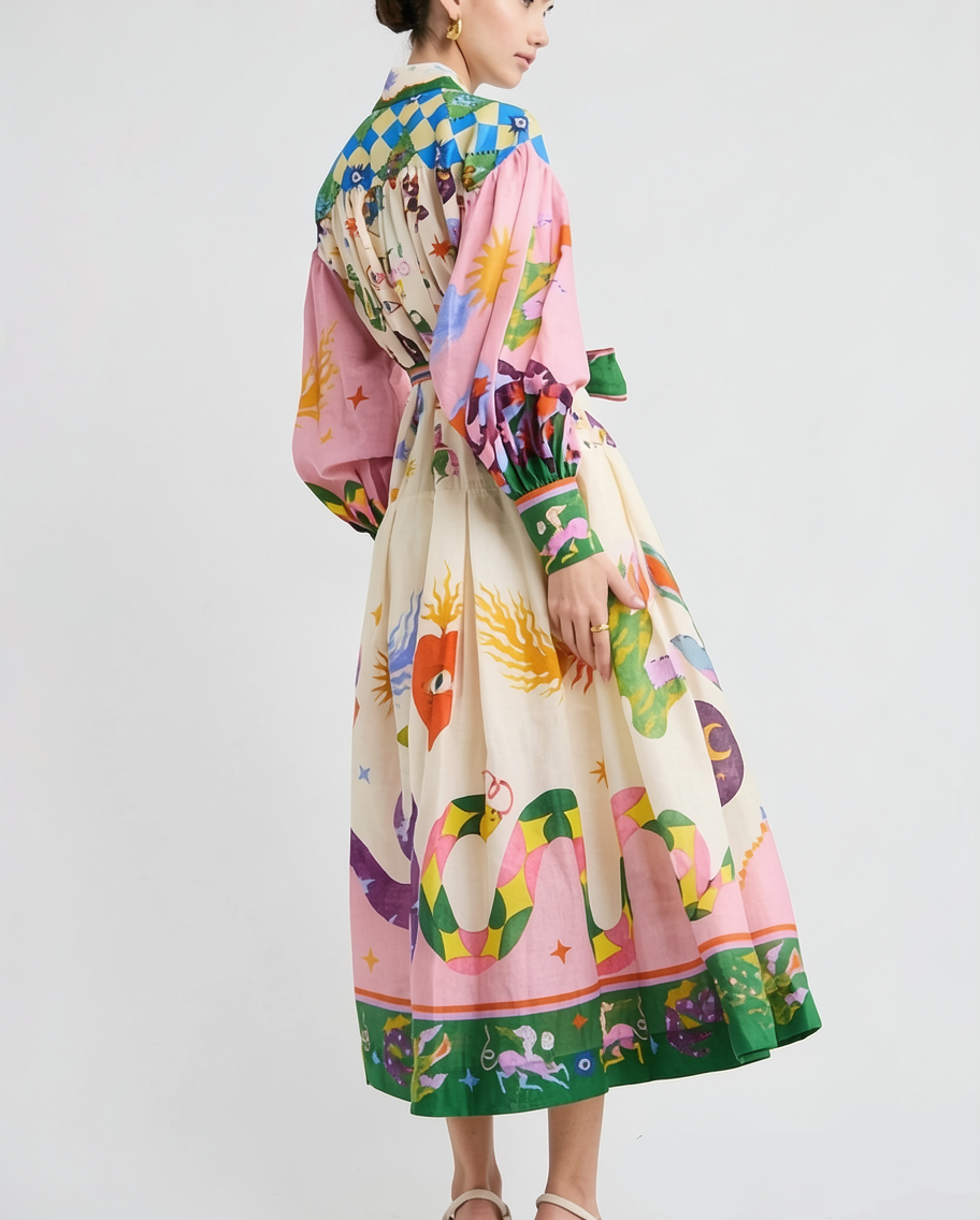 Tiered Tie-Waist Summer Midi Day Dress