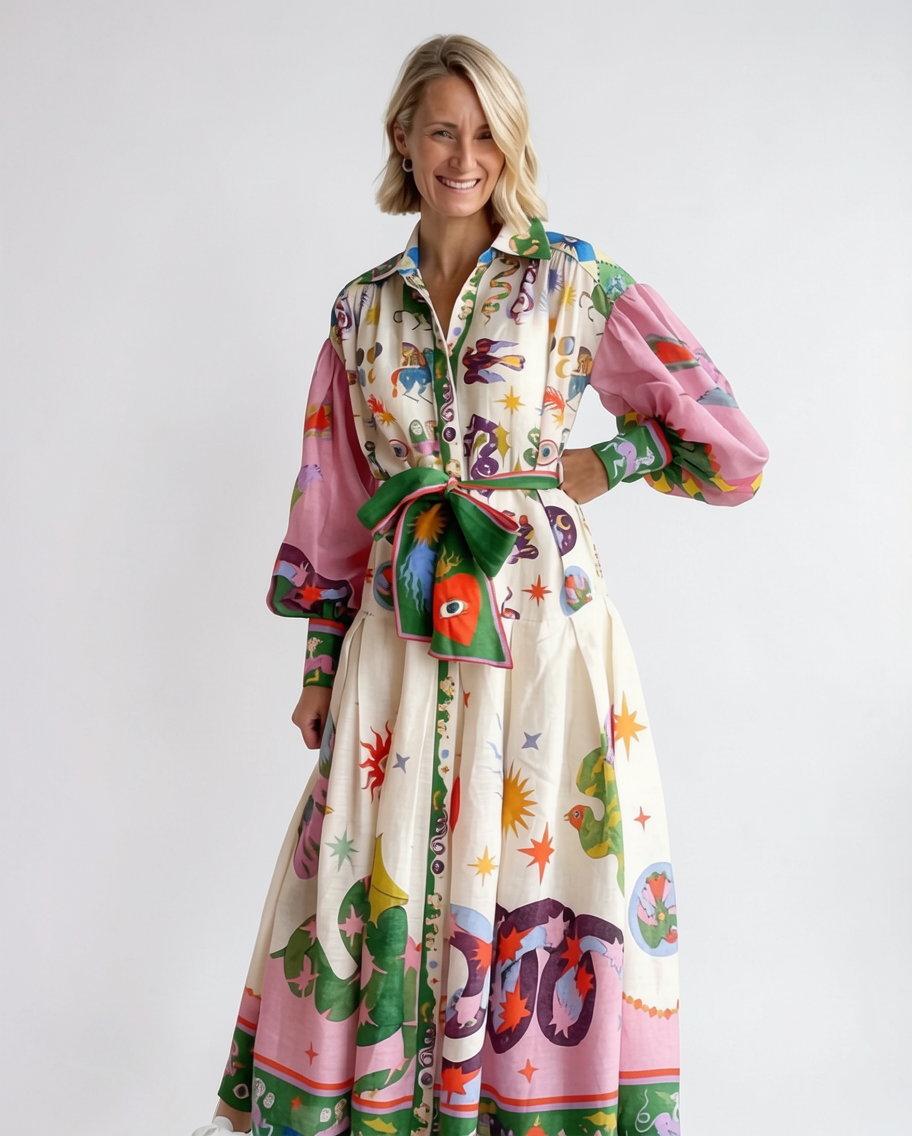 Tiered Tie-Waist Summer Midi Day Dress