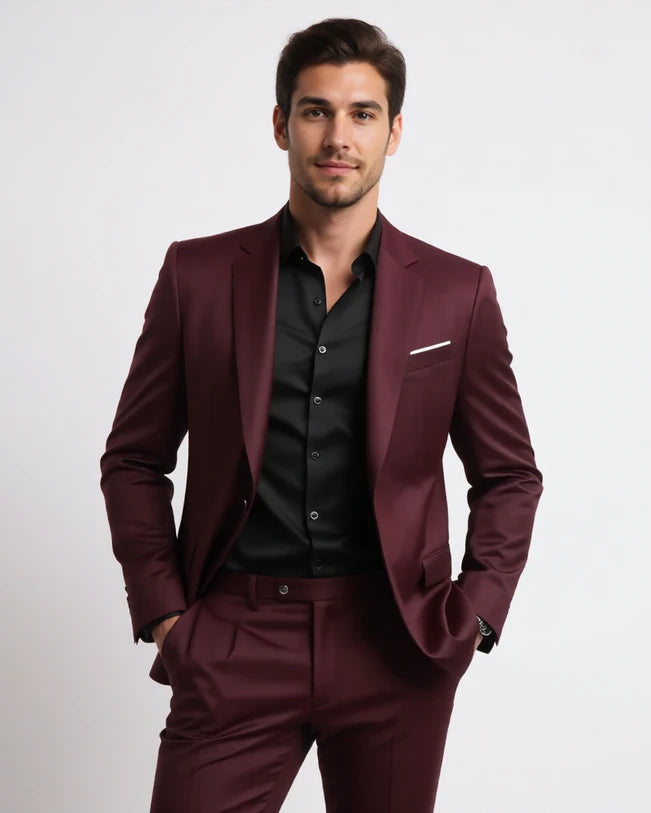 Stylish Tailored Slim Fit Men's Suit for All Season Wear