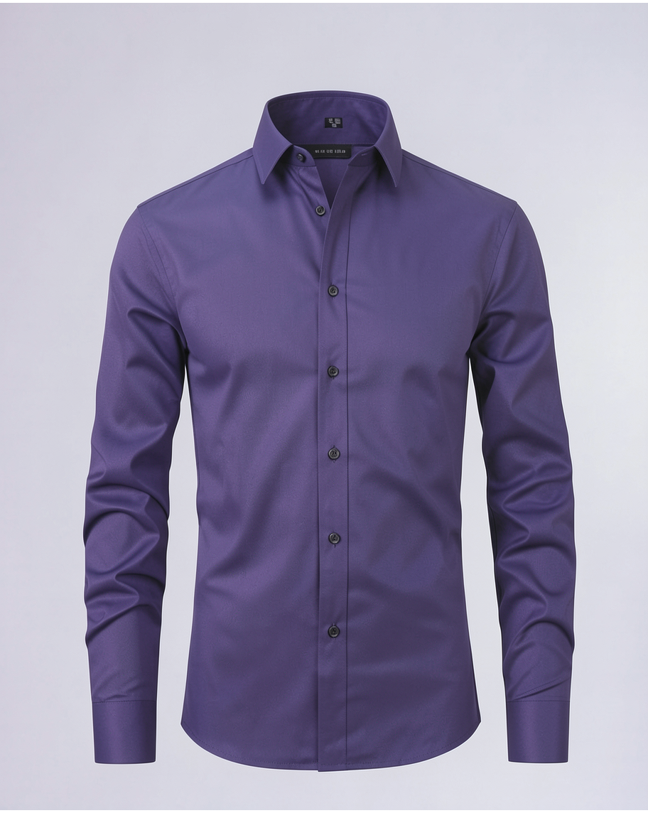 Elegant Slim-Fit Men's Dress Shirt for Work and Casual Wear