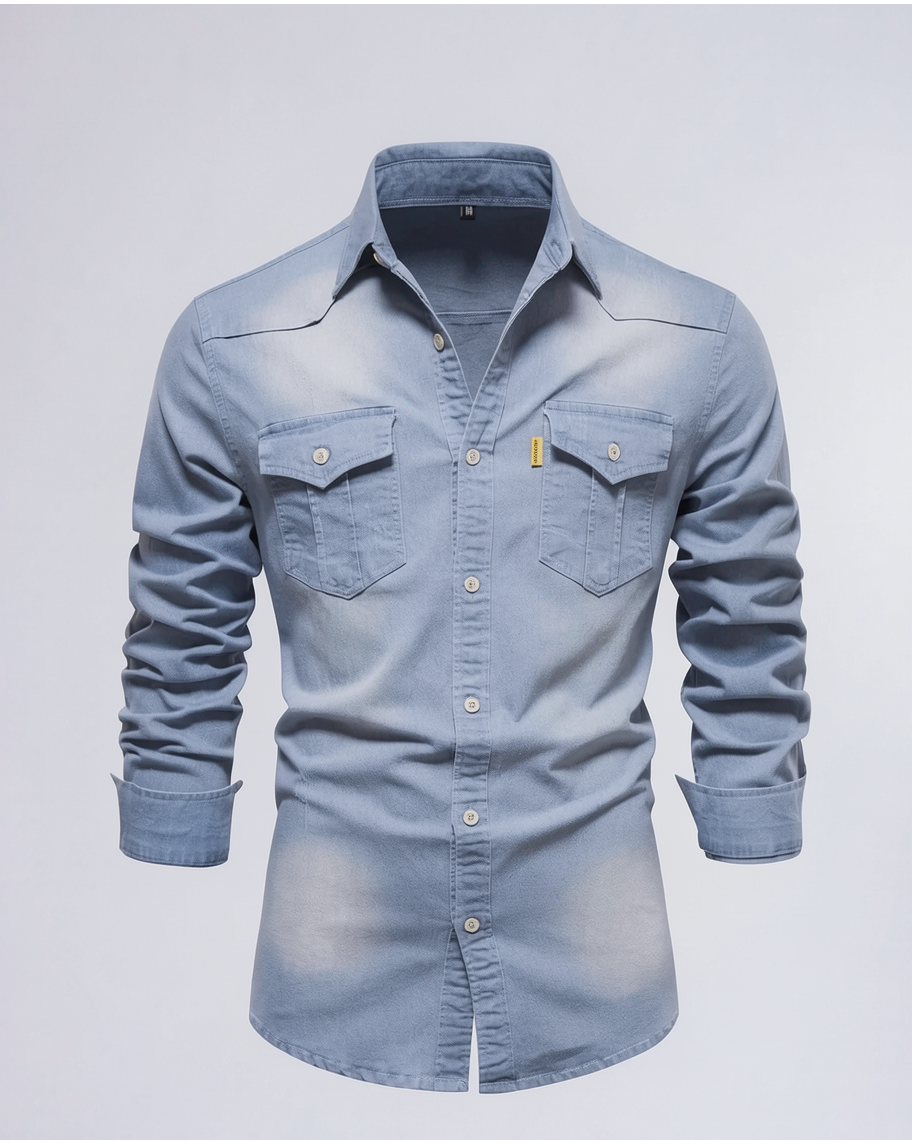 Timeless Classic Mens Denim Shirt - Versatile Button-Up Top for Casual Style