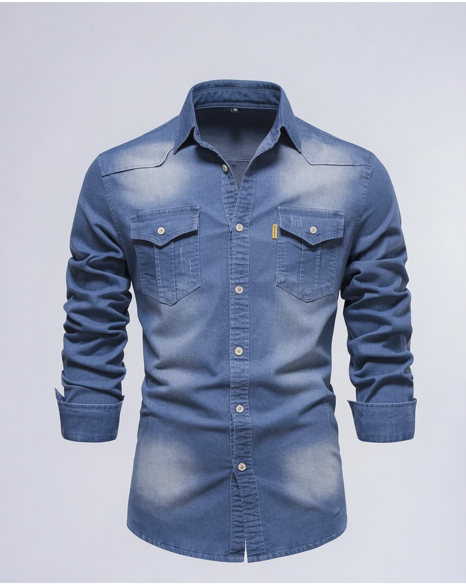 Timeless Classic Mens Denim Shirt - Versatile Button-Up Top for Casual Style
