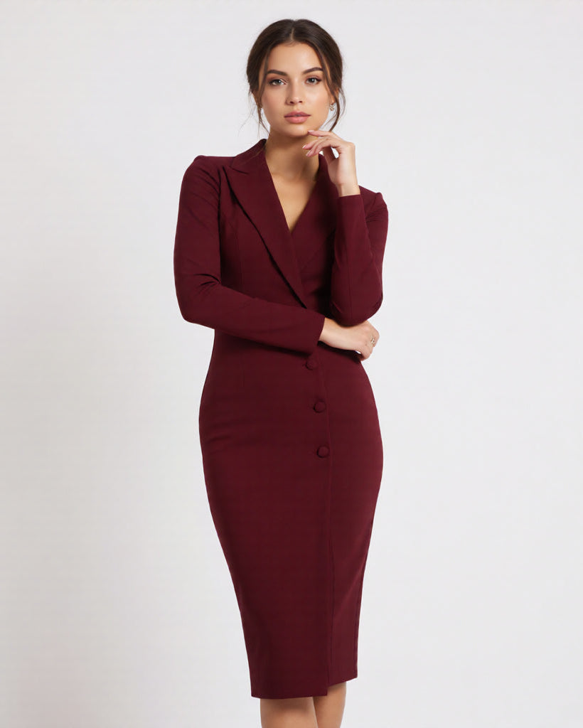 Sophisticated Black Fitted Midi Dress